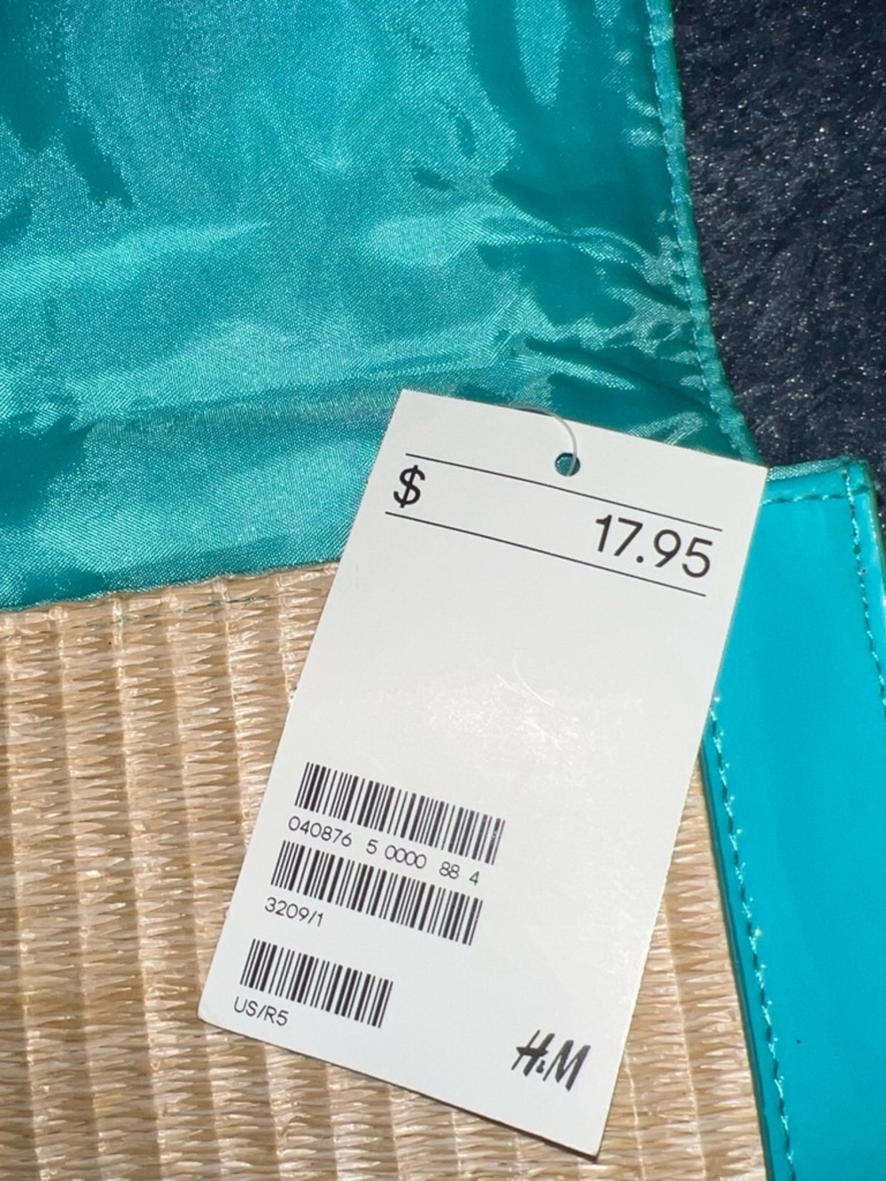 H&M Straw Tote with Turquoise and Teal Accents